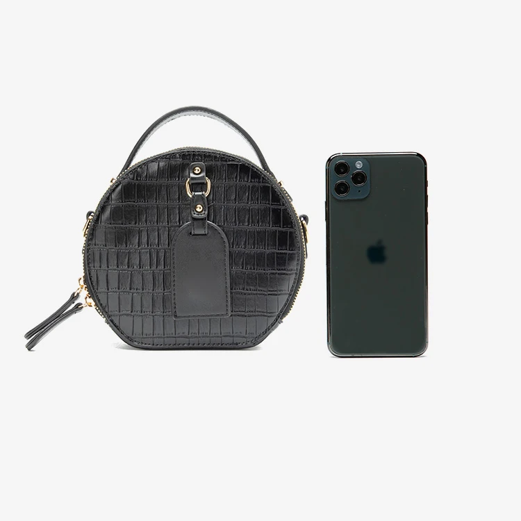 AZB059 Hot Sale Crocodile Vegan Pu Leather Popular Shoulder Purse Round Shape Women Purses Handbags Wholesale Handbags for Women