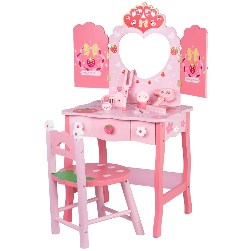 Role play simulation toys girl makeup set Accessories educational toy children pink dresser toys