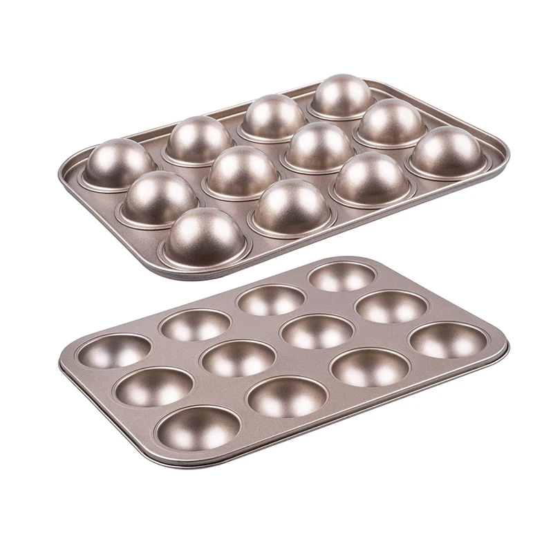 Easy Release Non-Stick Carbon Steel 12 Cup Rounded Half Ball Spheres Cupcake Muffin desserts molds Pan Tray for mini Pies Jam
