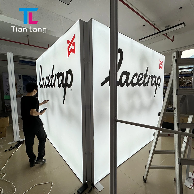 Free Design Backlit Exhibition Booth Design Portable Trade Show Backdrop LED L-shaped corner exhibition Light Box