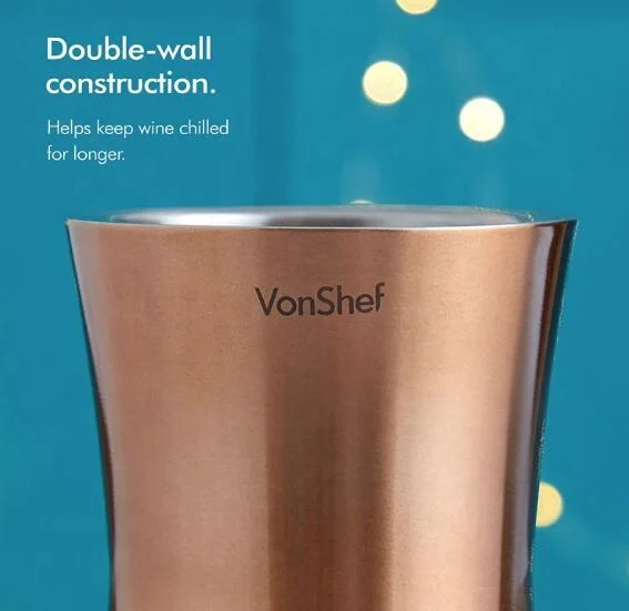 Copper Wine Bottle Cooler Chiller on Stainless Steel and  Double Walled Insulated