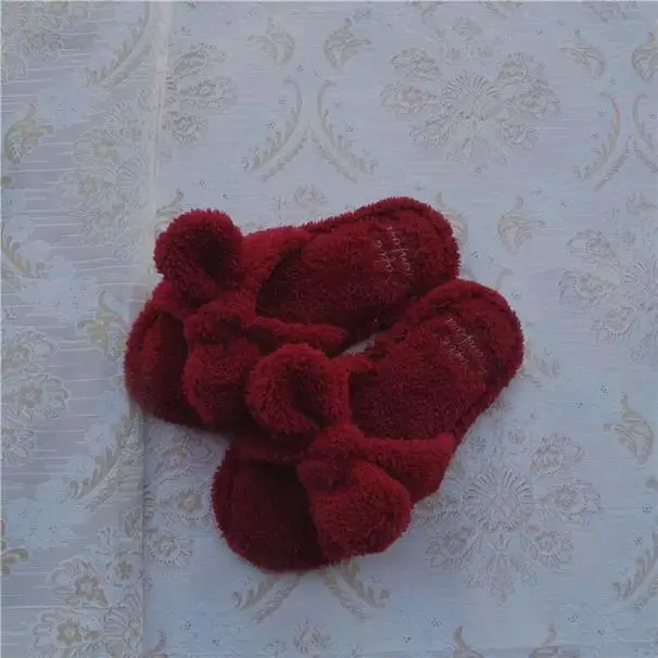 New Coral Fleece Women Winter Thick Fleece Slippers Fashion Bow Leisure Soft Slippers Wear At Home For Winter Warm