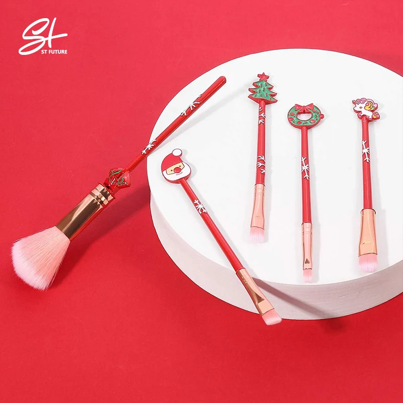 Cute Christmas Beauty Make Up Brushes Tool Cosmetic Powder Eye Shadow Pincel Maquiagem Lilo and Stitch Makeup Brush Set
