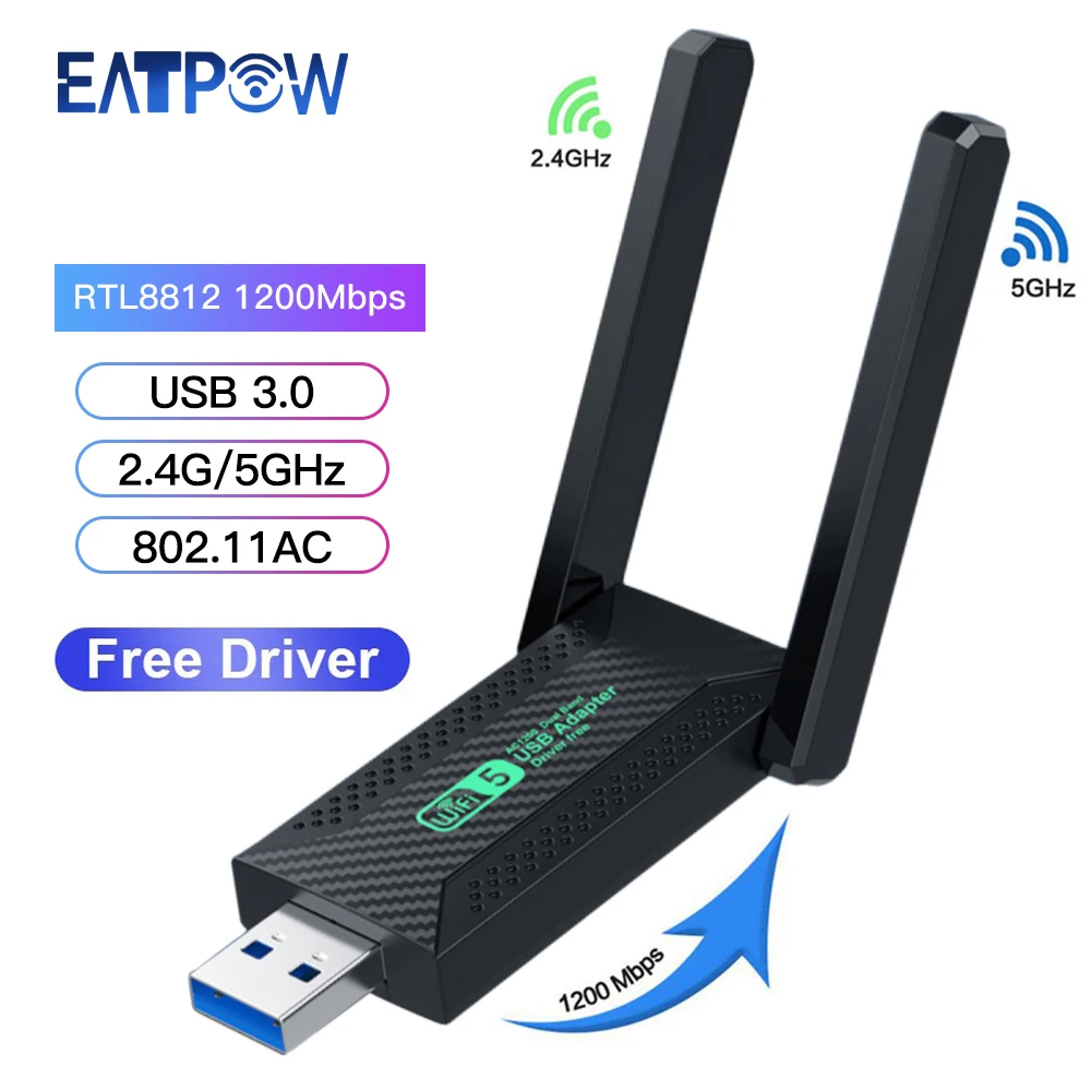 dual band wifi 5 usb adapter 1200mbps Driver Free usb 3.0  Gigabit Dual Band 2.4GHz&5.8GHz Wireless Wifi Dongle for pc Macbook