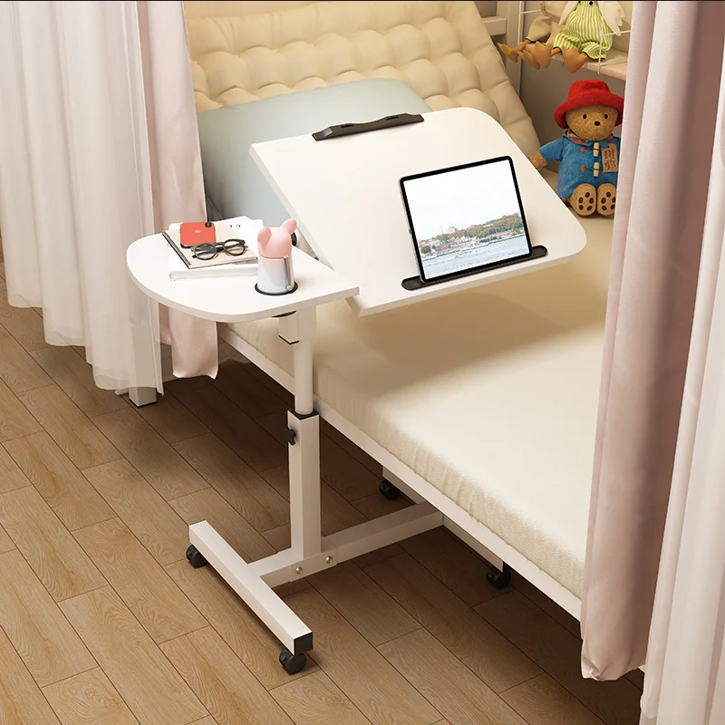 Movable Lifting Bedside Working Study Table Hand Crank Manual Height Adjustable Over Bed Sofa Side Table Laptop Tray Desk