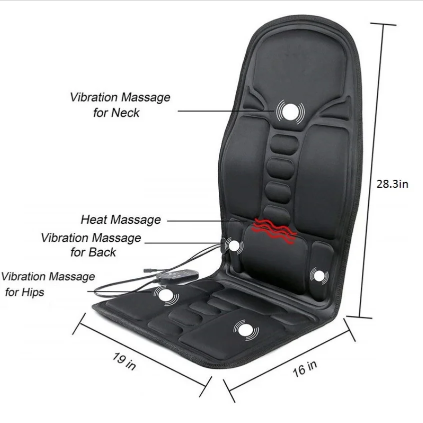 Full-Body Back Neck Waist infrared Therapy Heated Massage Electric Vibrator Cushion Seat Car Home Office Massage Chair