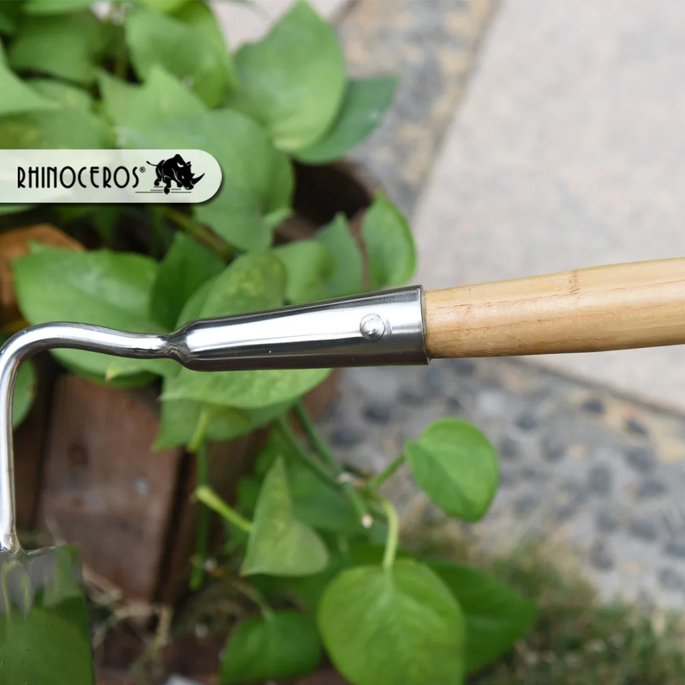 High Quality Hot Selling Lightweight Wooden Long Handle With Stainless Steel Blade Garden Hoe