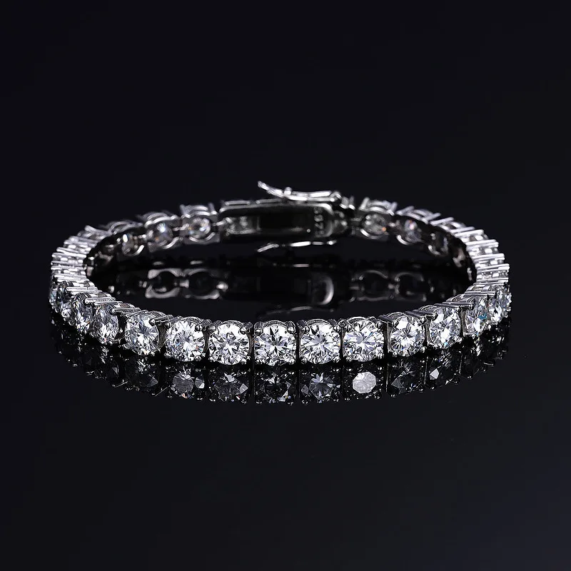Wholesale 5mm round Brilliant vvs 925 silver Moissanite women men Bracelet jewelry