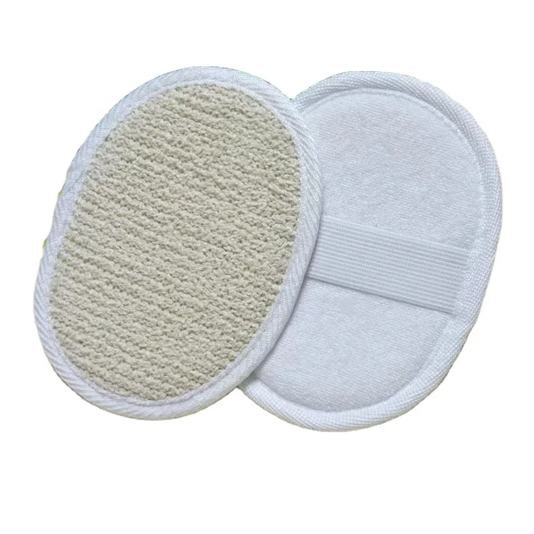 100% Organic Natural Oval Shape Exfoliating Loofah Pad Hemp Bath Sponge Pad