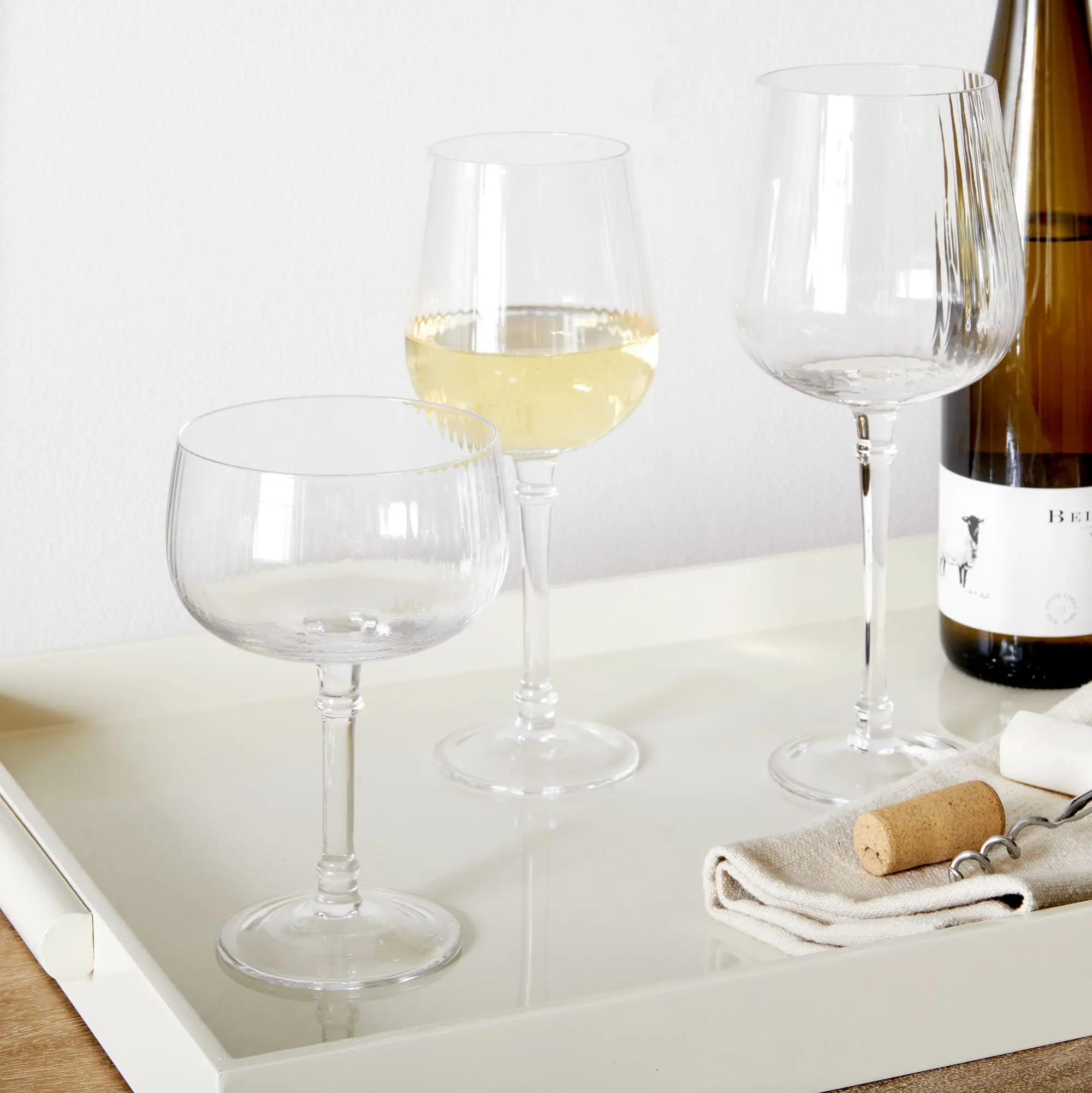 Top Seller 2023 Vintage Ribbed Wine Glasses Set of 4 Esme Fluted Wine Glasses Set of 6 Clear/Pink/Grey/Smoke Wine Glass