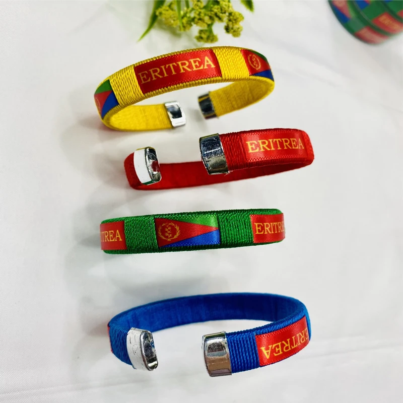 New Design Eritrea Flag Bracelet Flexible Metal Nylon C-shape Bracelet for Soccer Fans