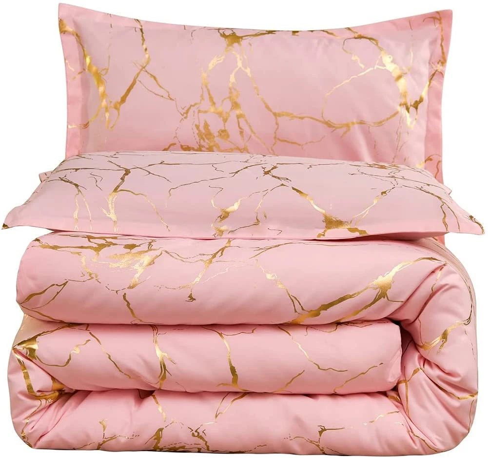 1800 thread count bedding set Marble texture mixes with gold stamp style Quilt Set comforter sets