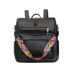 New Wholesale Large Capacity Casual Fashion Students School Bag Backpack Women Multifunction Travel Leather Backpack