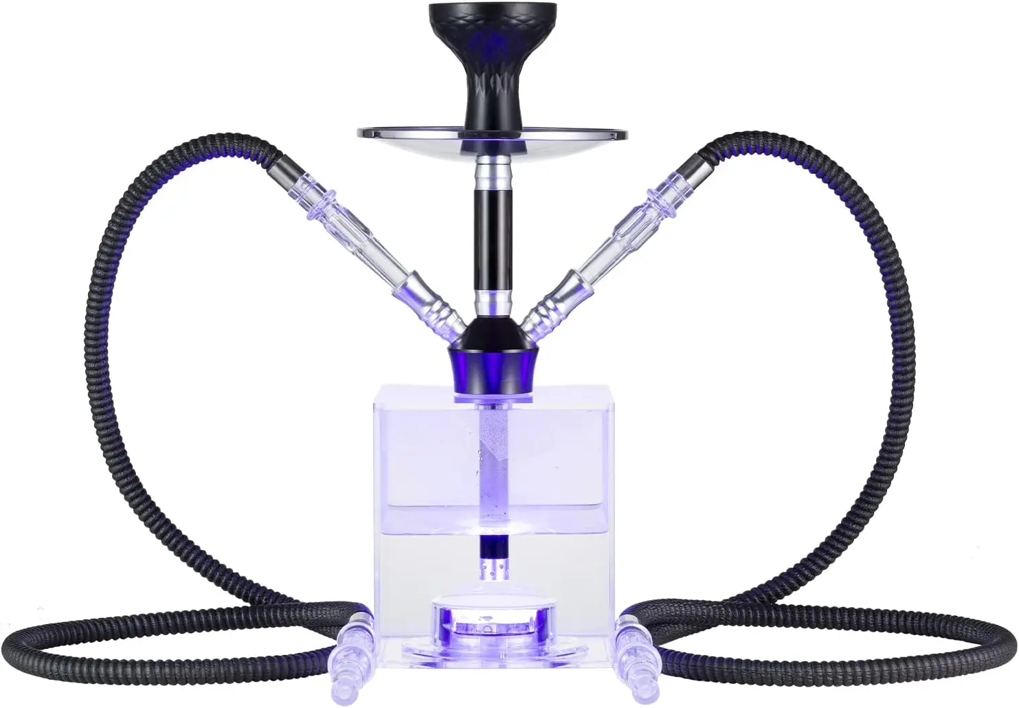 Factory direct wholesale 2 Hose Modern Large Capacity Acrylic LED Light Hookah Shisha