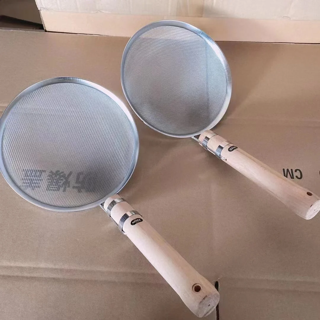 Fine colander mesh strong handle large capacity stainless steel skimmer strainer spiral strainer ladle