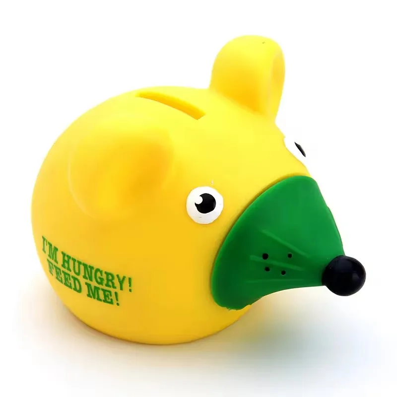 High Quality Multicolor Kids Plastic Money Coin Box Mini Cartoon Funny Kids Mouse Shape Rubber Piggy Bank for Kids Gift