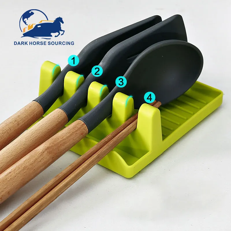 Wholesale Kitchen Tool Stand Heat Resistant PP Material Spoon Pot Lid Utensil fork Rest Holder cutlery drying rack