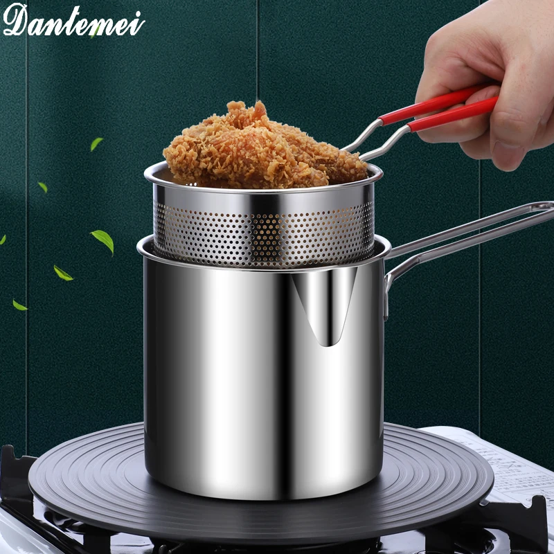 High Quality Cookware Set Cooking Pot Round Fryer Stainless Steel Deep Fryer Pot With Filter Basket