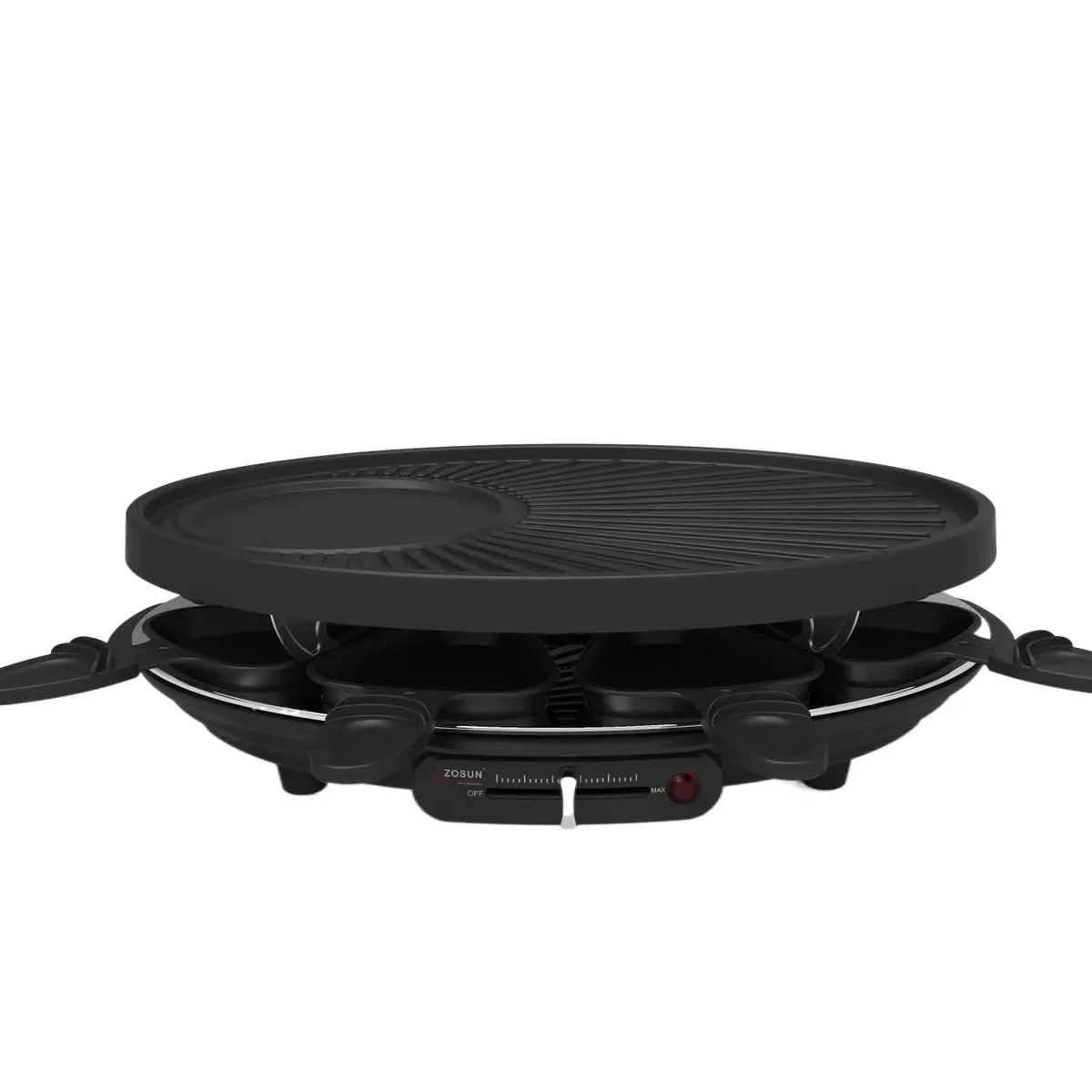 Bbq Grill Round Electric Raclette Round Grill For 8 Persons With Diecast Stone With Non-stick Slate Pan