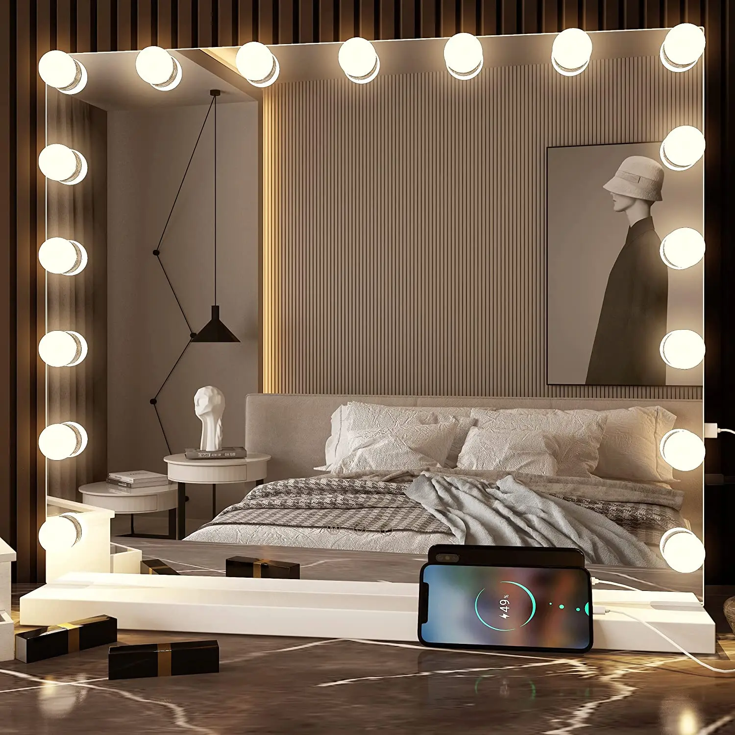 Vanity Led Standing Mirror Hollywood Style Bluetooth Vanity Mirror With Led Lights