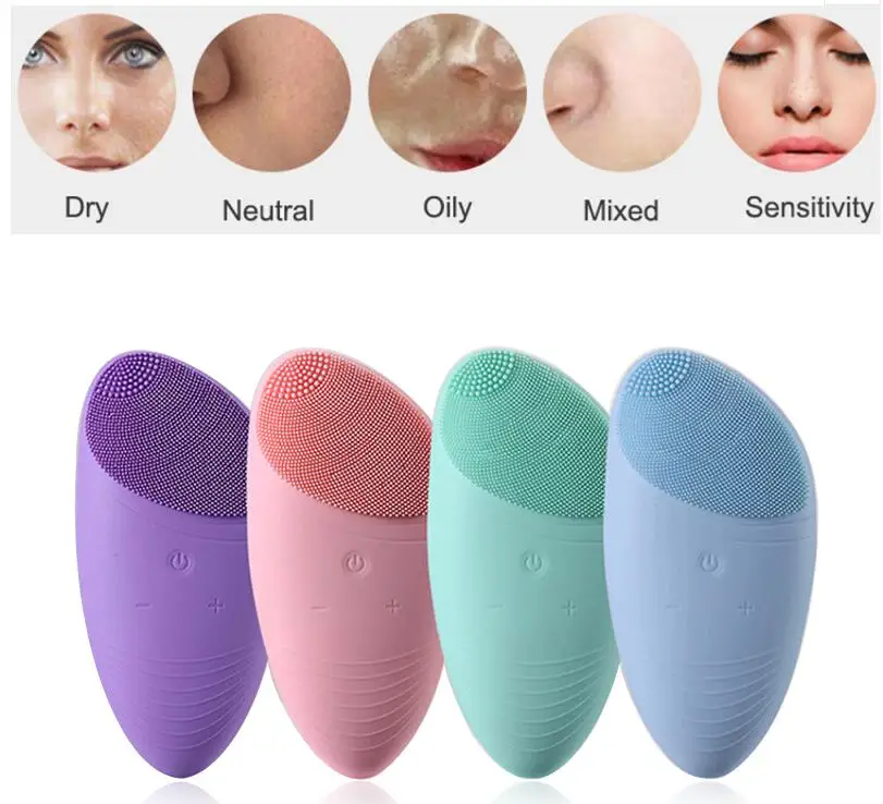 
Waterproof Sonic Vibration Facial Massager Rechargeable Makeup Cleaner Silicone Facial Cleansing Brush Electric 