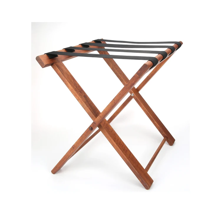 KINDOME Hotel Supplies Folding Wood Luggage Rack with Backrest For Hotel Rooms