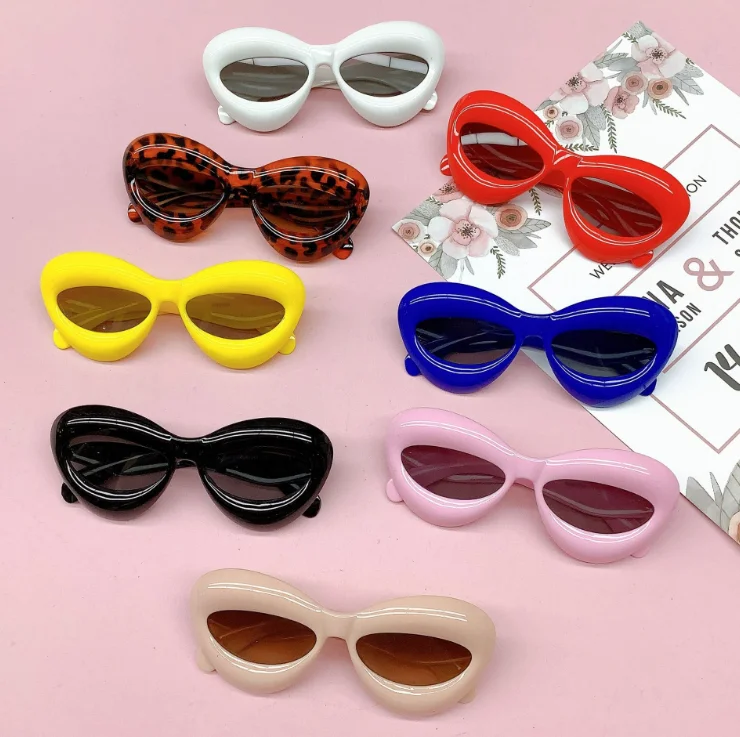 New Custom 2023 High Quality Baby Cat Eye Kids Sunglasses Inflated Funny Sun Glasses For Boys Girls