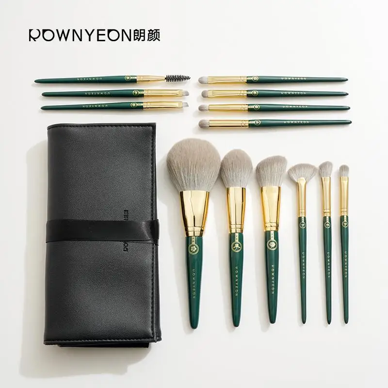 Wooden Handle Face Makeup Brushes Set Custom Private Logo Cosmetic Brushes Synthetic Hair Makeup Brush Set Portable