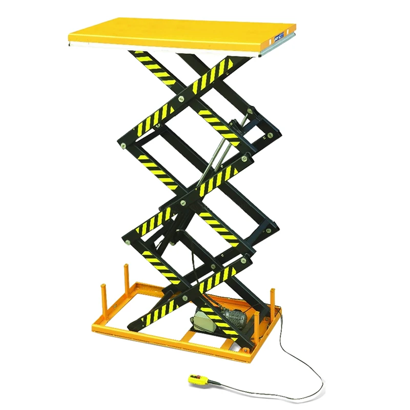 mingfeng 3m electric fixed three scissor lift table 1000kg 2000kg capacity hydraulic lift platform