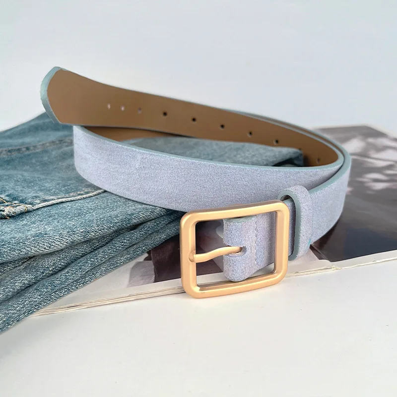 New Designs Retro Velvet Genuine Leather Belt Gold Needle Buckle Cowhide Casual Decoration Jeans Waist Belts