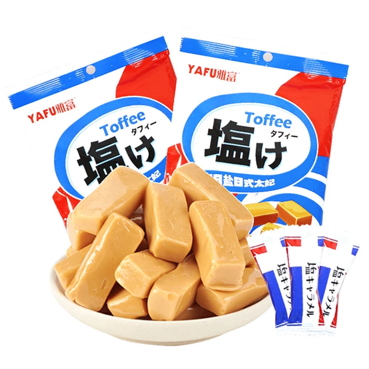 OEM/ODM 82g Wholesale Salty Sweet Flavor Toffee Candy Caramelos Dulces Vegan Snacks Japanese Milk Fudge Gummy Candies Toffee