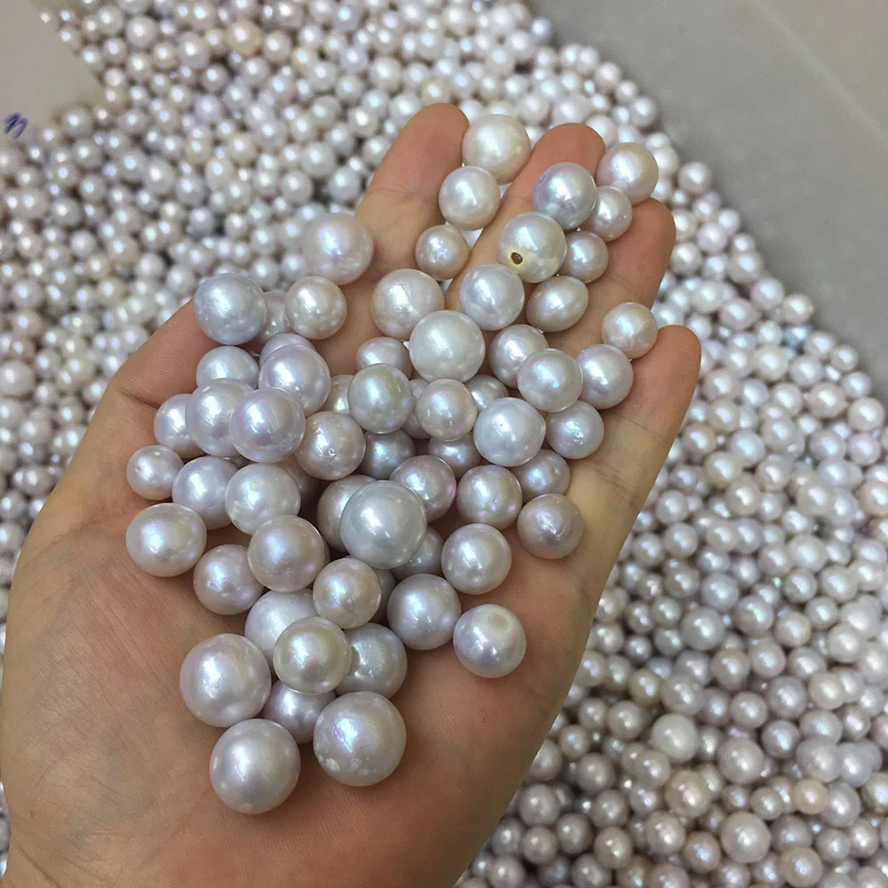 wholesales DIY BEADS,10-13 mm A good luster perfect round 100% nature freshwater pearl with half or no hole