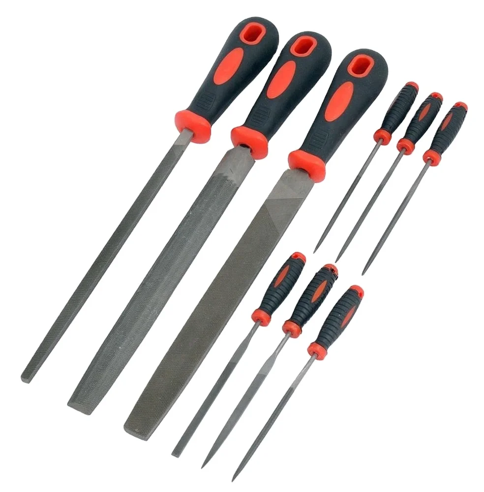 Factory Wholesaler Hand Tools High Carbon steel files set T12 8 Inches needle file rasp bastard file with rubber handle