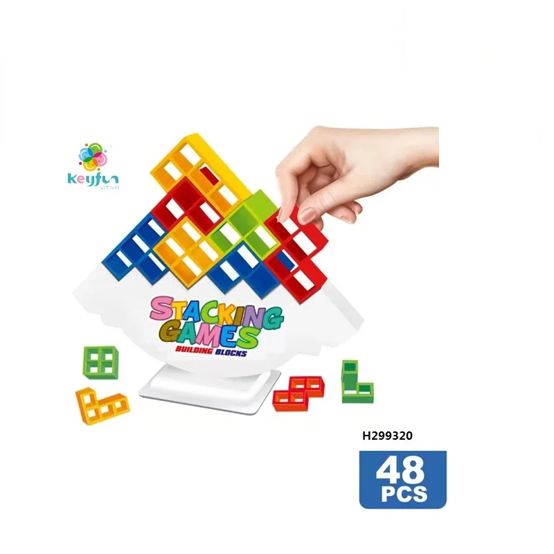 48PCS Russian Building Blocks Tower Stack Game Board Game Stacking Block Puzzle Toy Balance Building Block Stacking Game H299320