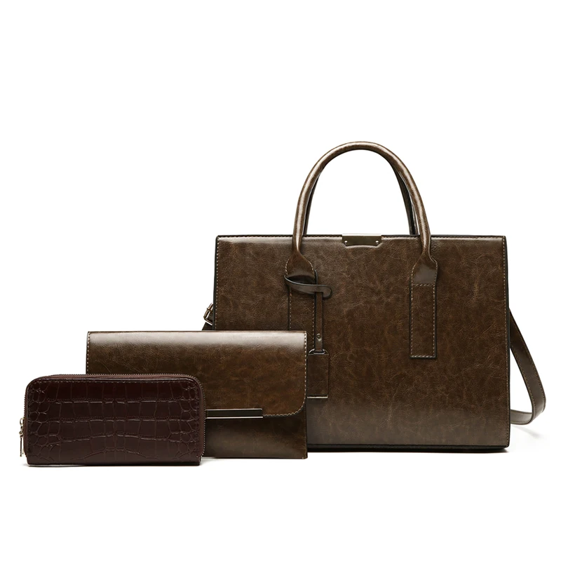 Wholesale alligator pattern ladies wallet ladies pars hand set bag 3 pcs quality girls tote handbag bags