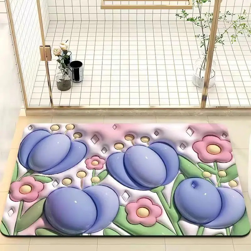 3D Print Super Water Absorption Bath Mat Rug Bathroom Rugs , Custom Bathroom Rugs Non Slip Bath Mat For Tub