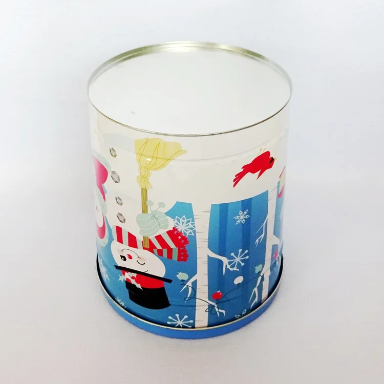Wholesale Food grade Metal Round  Hallowmas USA Market New Design Empty Popcorn Tin Can Coffee Bscuit Box Cookie Can