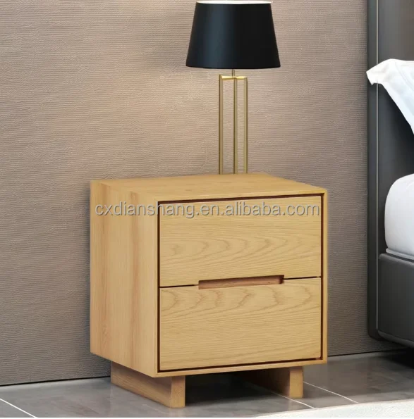 Nordic Style Solid Pine Wood Nightstand Walnut Color Bedroom Furniture with 2 Drawers Wooden Bedside Table for Home Furniture