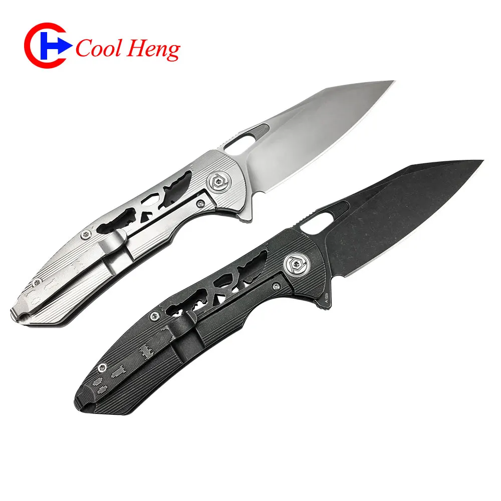 
wholesale S35VN steel Titanium handle CNC Machining Bearing Quick Opening outdoors Camping Battle Pocket knife Folding knife 