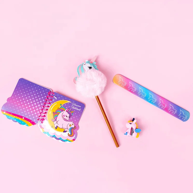 OEM Service Kids School Gift Stationery Set Unicorn Cute Kawaii Diary Notebook Set for girlsgift