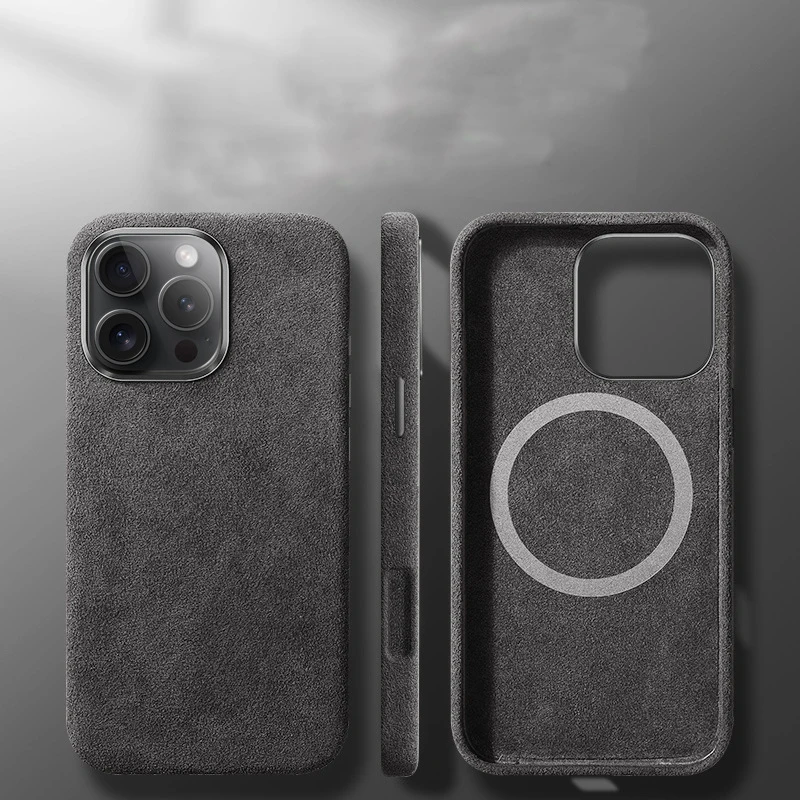 FCT Fur Real Plain Leather Case Full Pure Fur Frema Factory Custom Magnetia Protective Phone Case For Iphone 13 14 15 16 ProMax