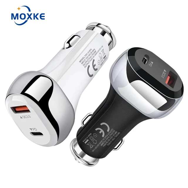 
Moxke QC3.0 Car Charger PD 38W Fast Charge Lighter Charger Dual USB Mini Dual Output Customized Logo 