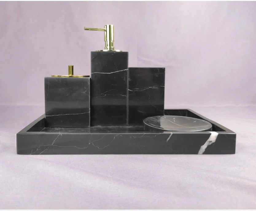Marble Bathroom Accessories Bathroom Luxury Kit Storage tray Lotion bottle for Shampoo or shower