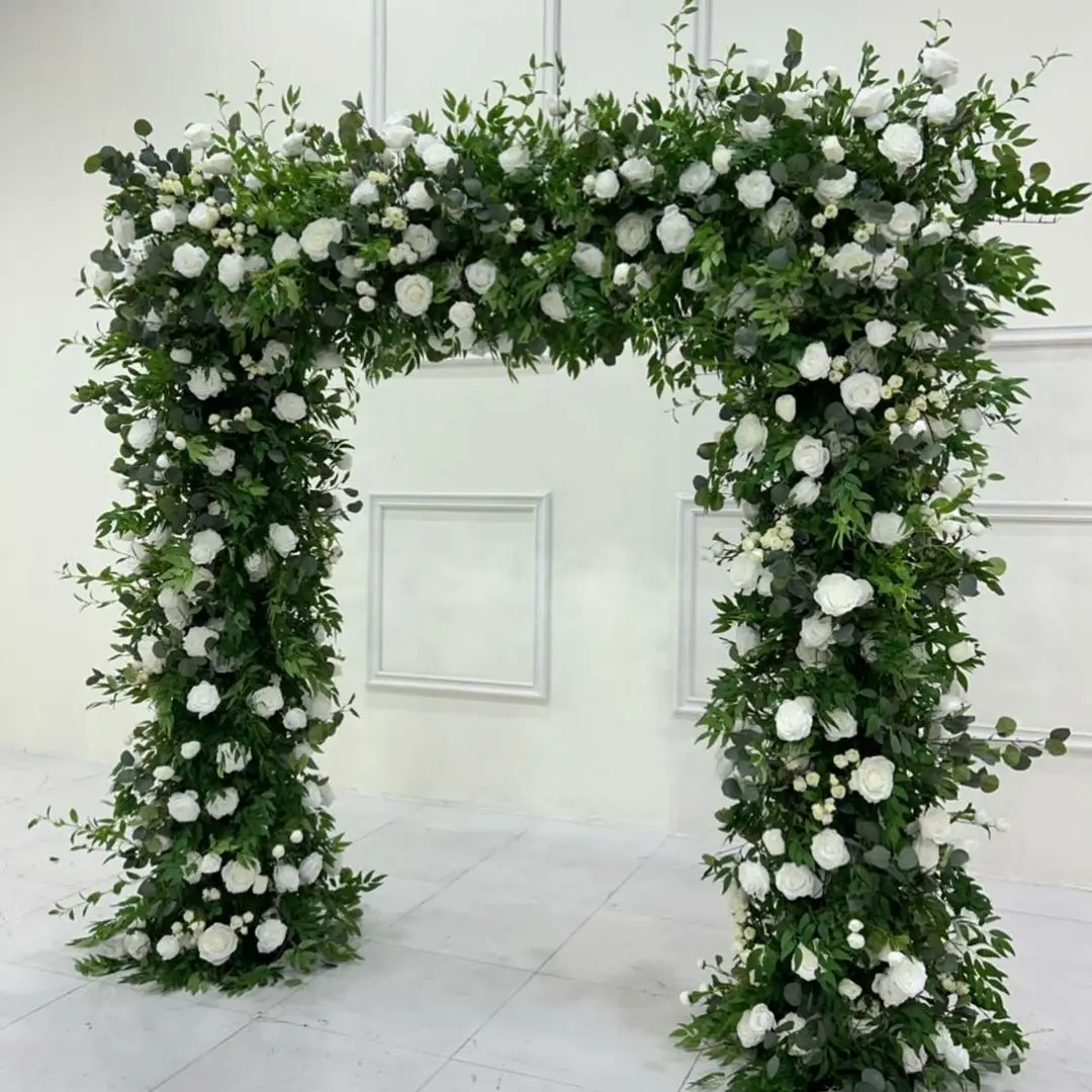 Wedding Arch Flower Artificial Wedding Flowers White hydrangea Hanging Arch Silk Flower Wall For Metal Arch Square Frame Stand