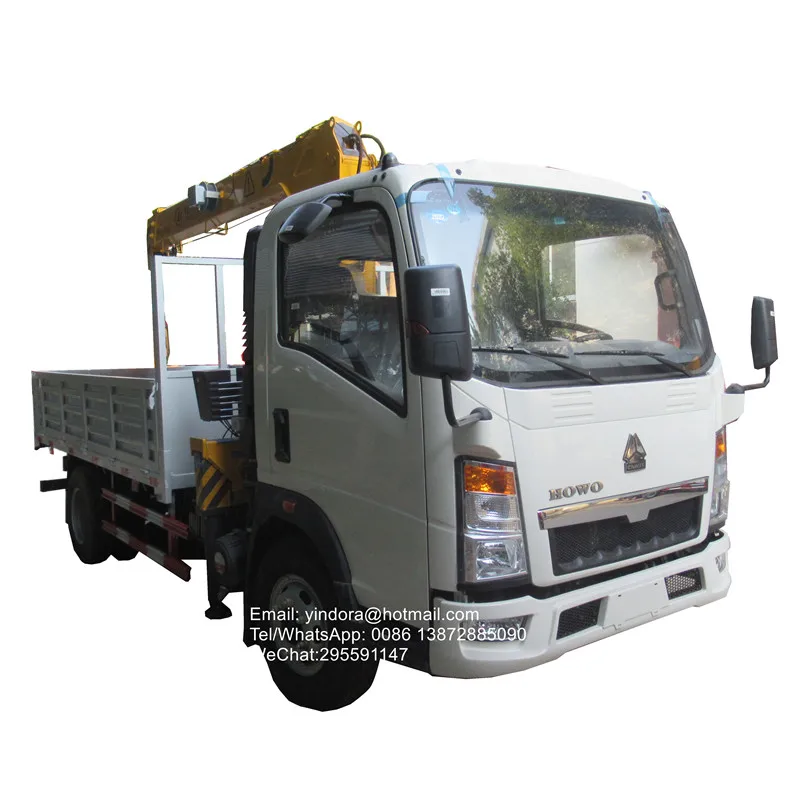 New sinotruk howo 3 ton boom lift hydraulic 2 ton telescopic manipulator 3 ton light crane trucks