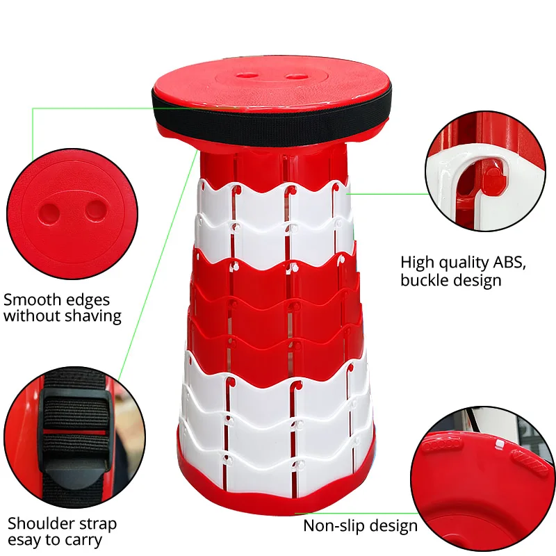 2021 New Retractable Stool Folding Stool Lightweight  Sturdy with Load Capacity 400lbs Portable Collapsible telescopic Stool