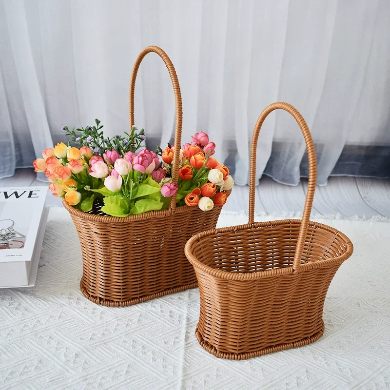 Wholesale Picnic Basket Set Baskets Rattan Handmade Woven Insulated Food Kids Plastic Cheese And Wine Decorative Gift