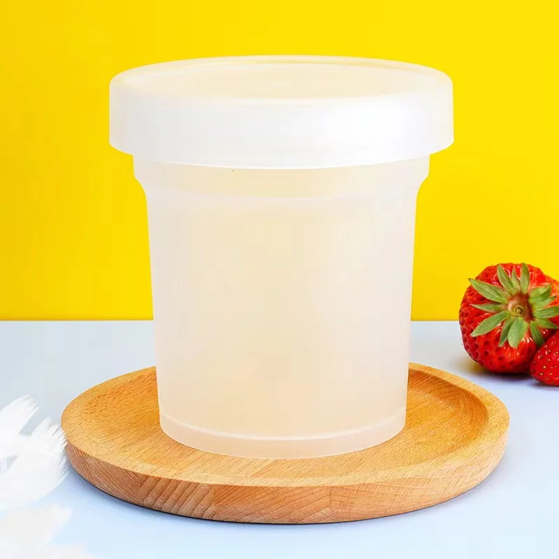 500ml 16 oz PP  Yogurt Food Containers  Plastic Dessert Portion Cups With Lids for Salad Candy Ice Cream Fruit Drink