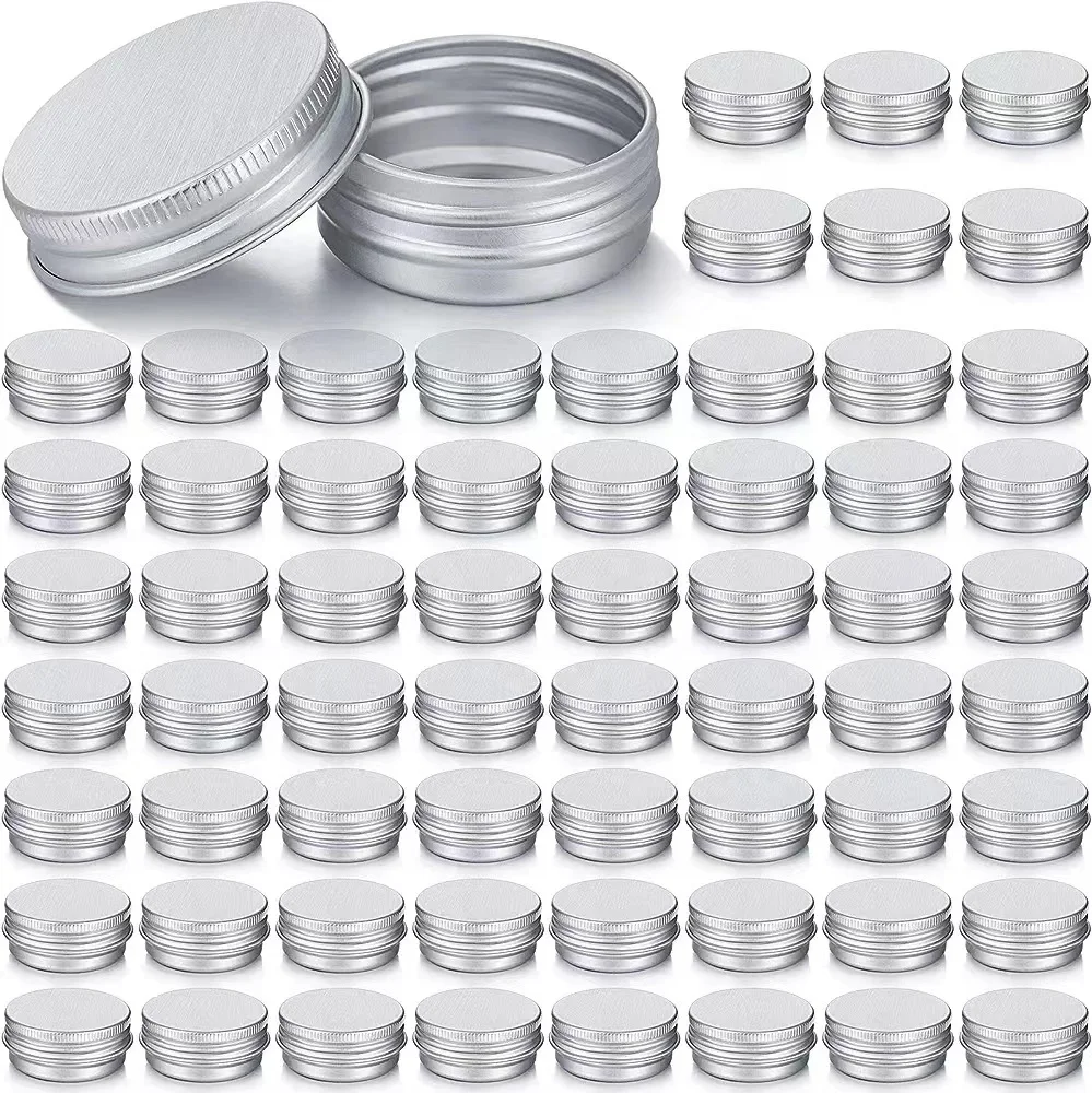 15ml 0.5Oz silver lip balm Aluminum tin cans cosmetic jars refillable container with screw lid