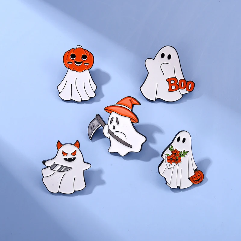 Halloween Punk Enamel Pins Cute Ghost Pumpkin Brooch Lapel Pin Badges Backpack Gift for Friends Kids Jewelry Accessories